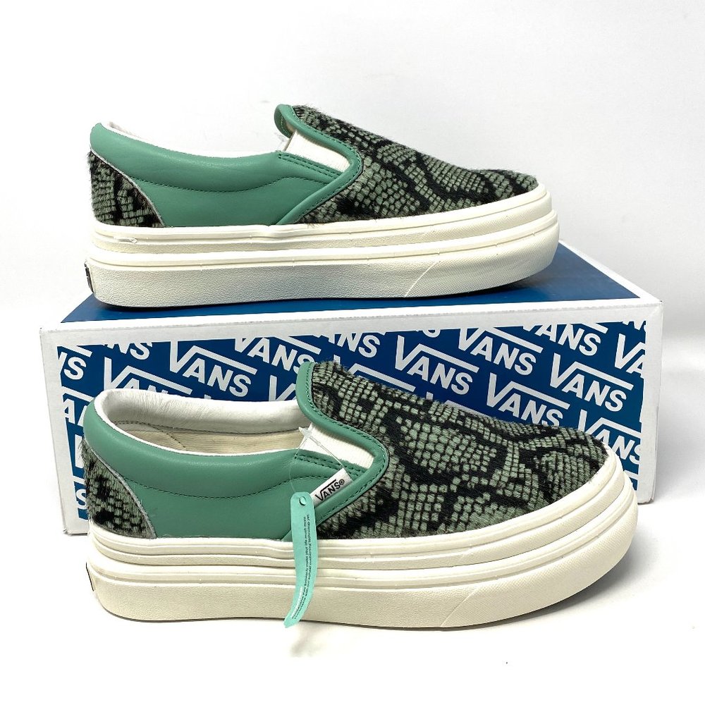 VANS PLATFORM Super Comfy Cush Crème Mint Leather Shoes Low Women's VN0A4U3I26G - Picture 2 of 11